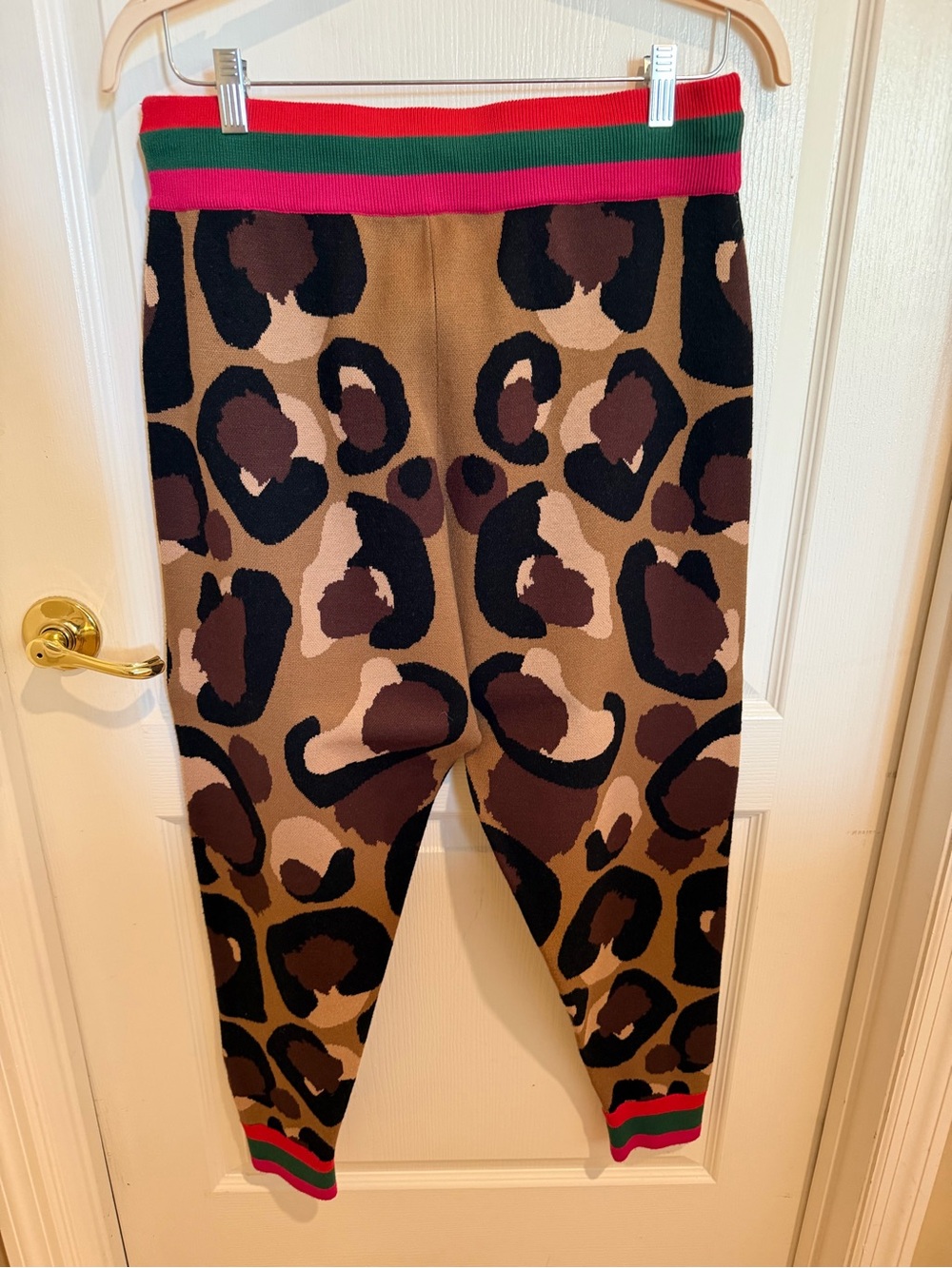 Emily McCarthy Cocoa Spot Cheetah Downtown Joggers with Pink & Green Trim - Picture 4 of 5